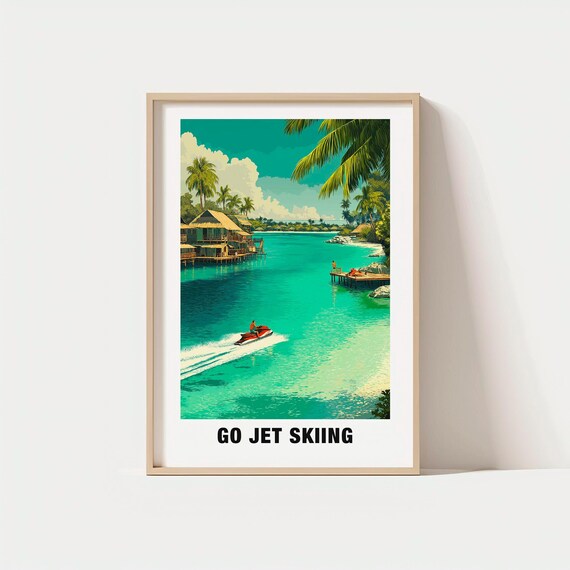 Go Jet Skiing Tropical Lagoon Water Sports Adventure Scene Poster