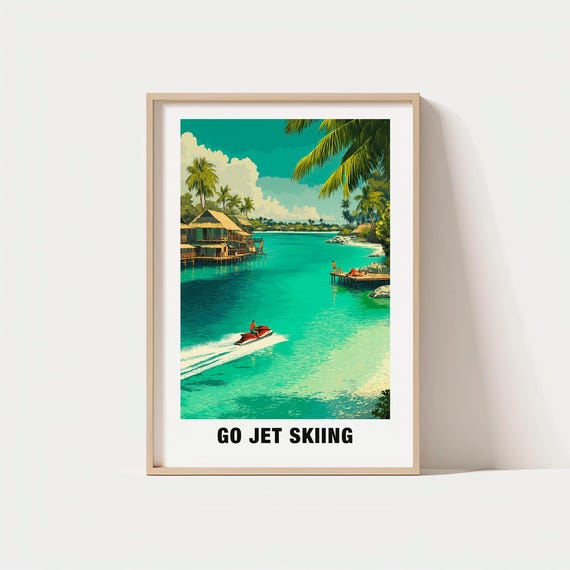 Jet Skiing Print Sports Poster Views Adventure Water Charm Beauty