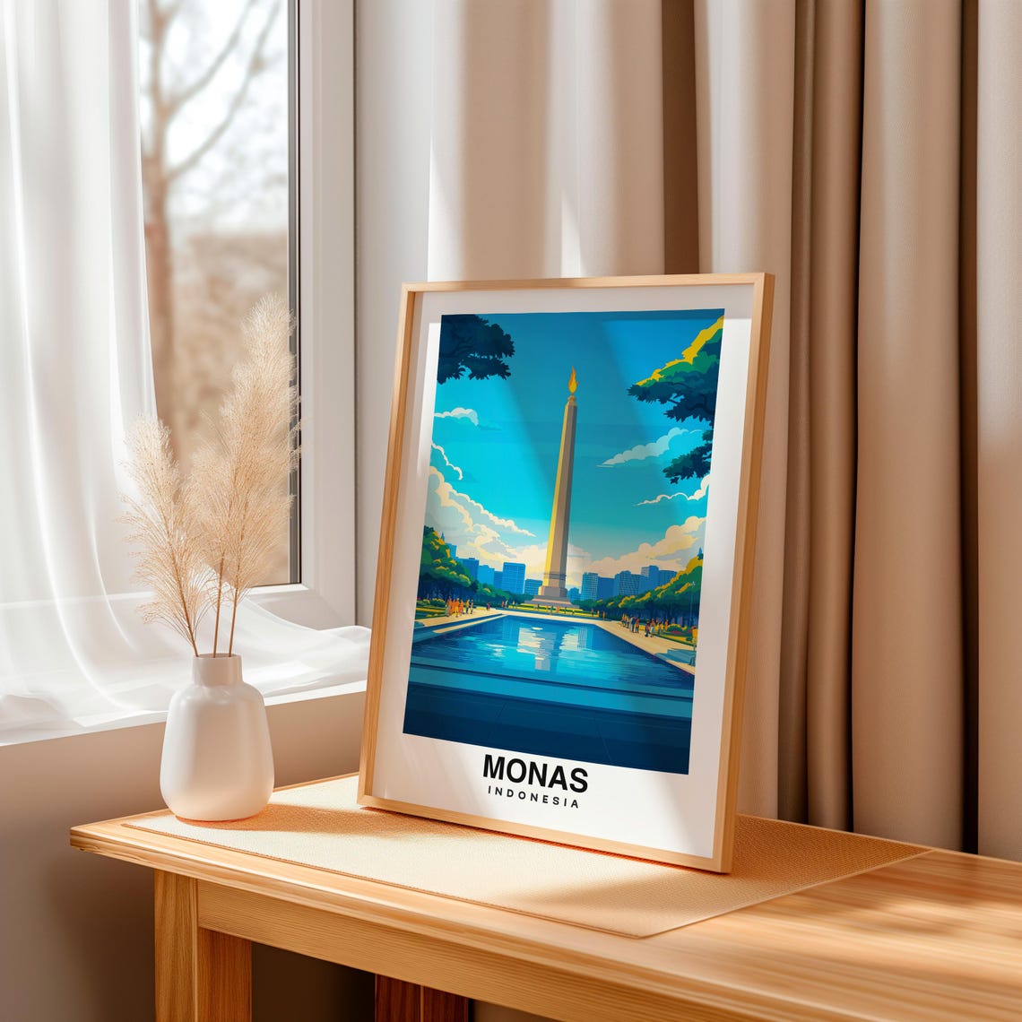 National Monument Monas Print Indonesia Poster Travel Wall Art Scenic Print Jakarta Landmark Historic Symbol City View Travel Art - Image 3
