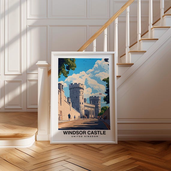 Windsor Castle Print England Poster Travel Wall Art Historic Print Uk Poster Scenic Art Landmark Decor Travel Poster Royal Print