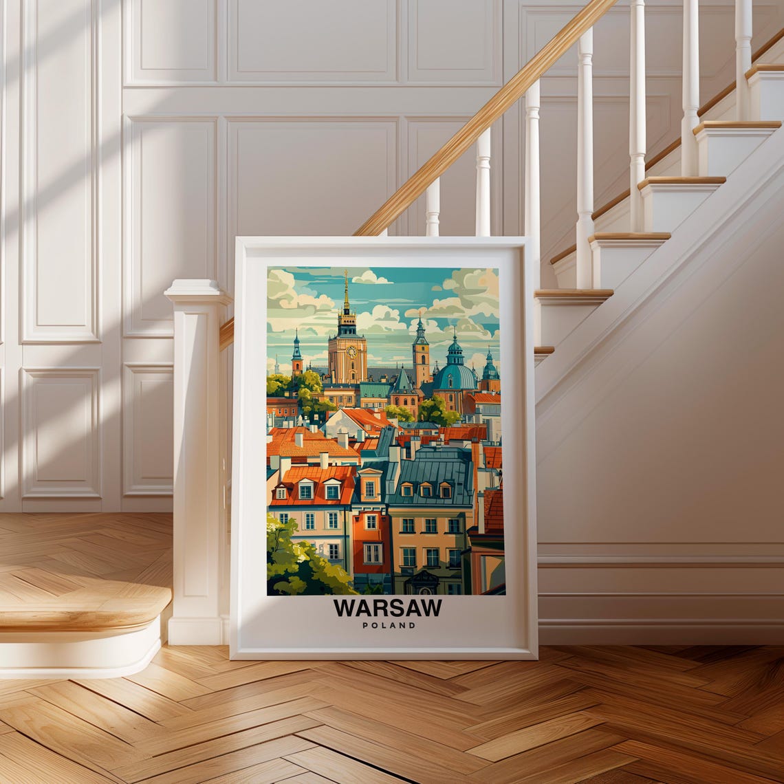 Warsaw Print Poland Poster Travel Wall Art Cityscape Print Scenic Art Historic Decor Europe Poster Urban Print Travel Poster