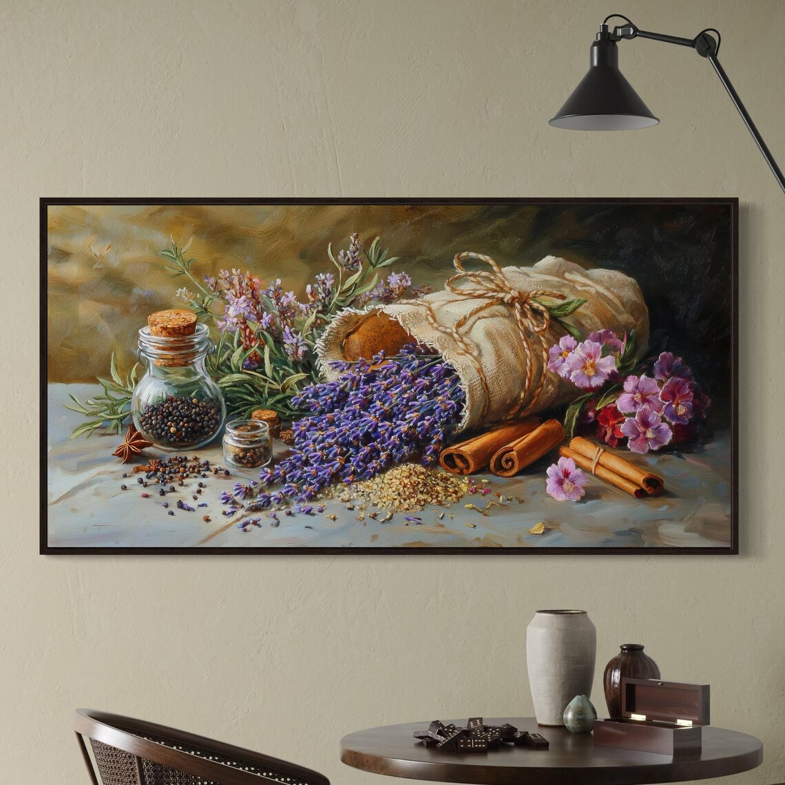 Lavender Kitchen Art Print, Rustic Herb Still Life
