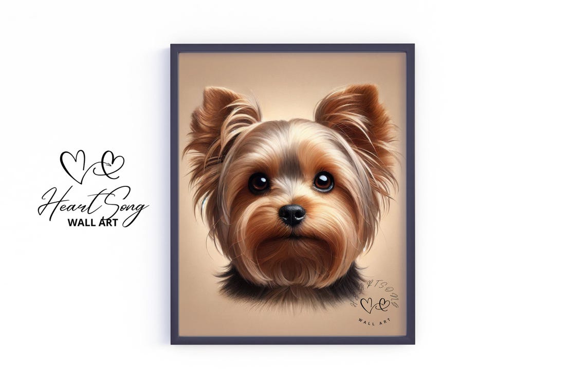 Yorkshire Terrier Moody Rustic Portrait Puppy Dog Lover Poster