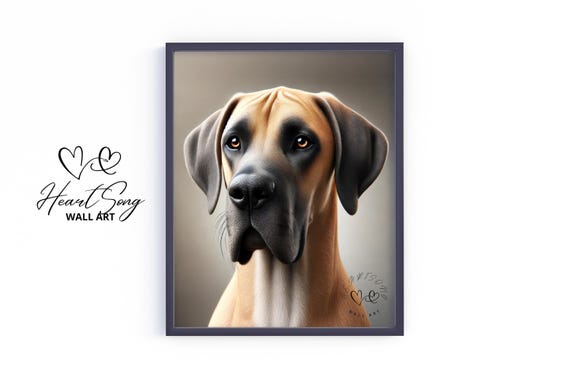 Great Dane Wall Art Moody Dog Portrait Rustic Vintage Home Decor Warm Earthy Pet Print Painting 551
