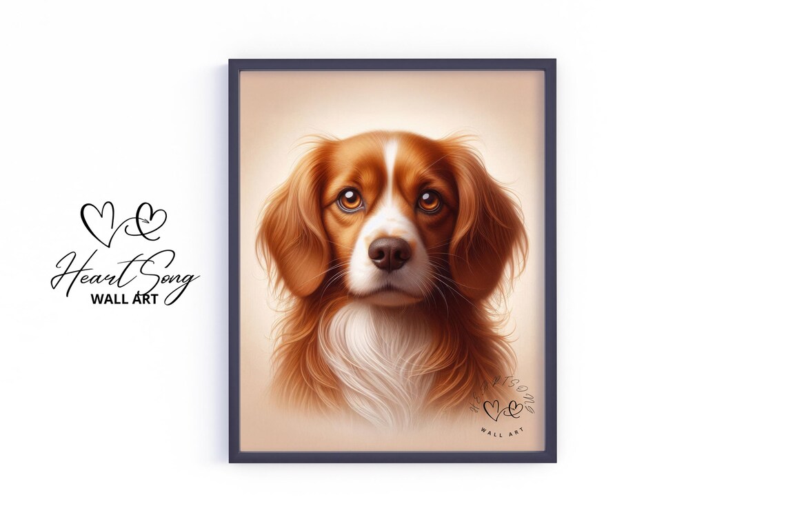 Brittany Spaniel Portrait Warm Rustic Country Dog Art Poster