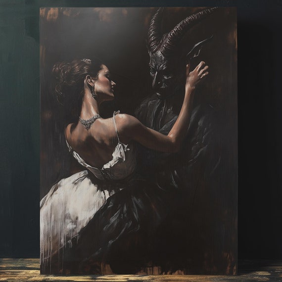 Lucifer Lilith Painting Wall Art Dark Academia Home Decor Unique Gothic Wall Art Old Vintage Art Print