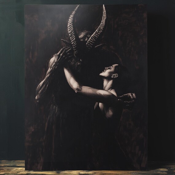 Dark Demonic Lover Romantic Gothic Moody Oil Painting Poster