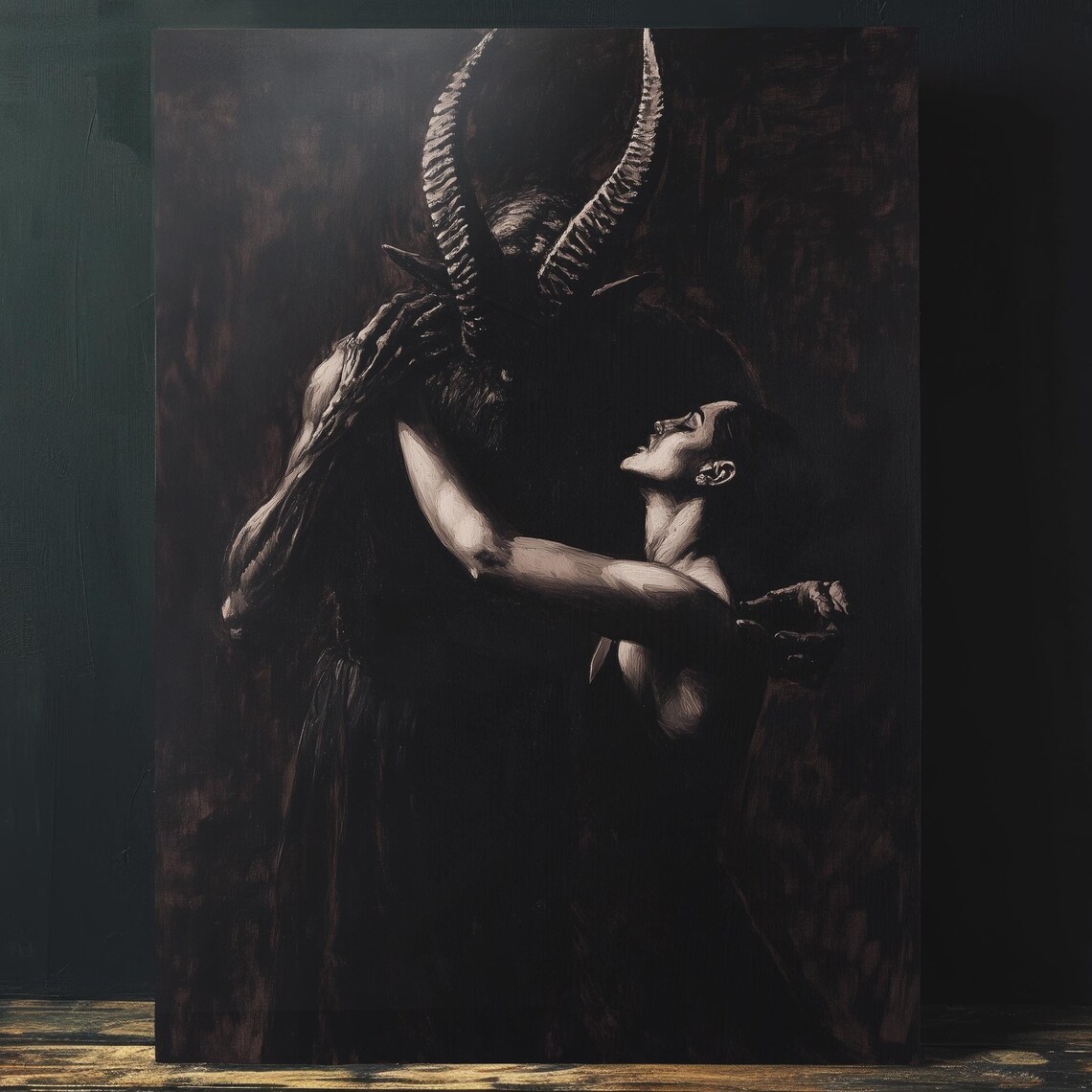 Dark Demonic Lover Romantic Gothic Moody Oil Painting Poster