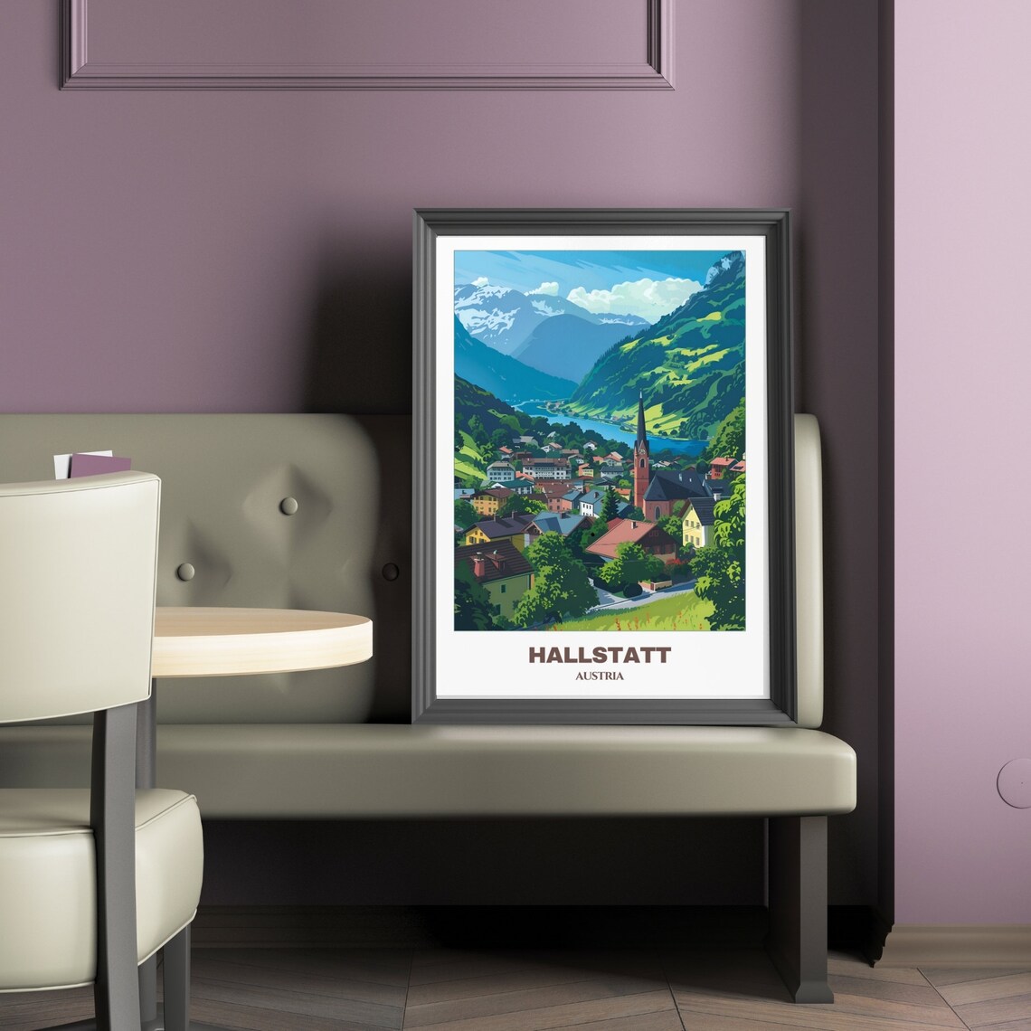 Hallstatt Travel Poster Austria Travel Poster Hallstatt Painting Cityscape Painting Travel Wall Art Home Decor Hallstatt Trip - Image 2