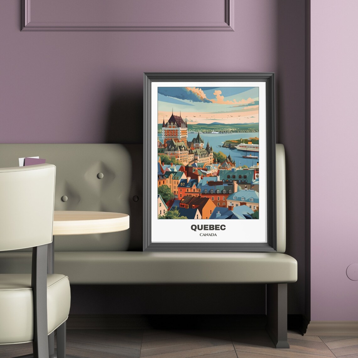 Quebec Travel Poster, Canada Cityscape Painting Print - Image 2
