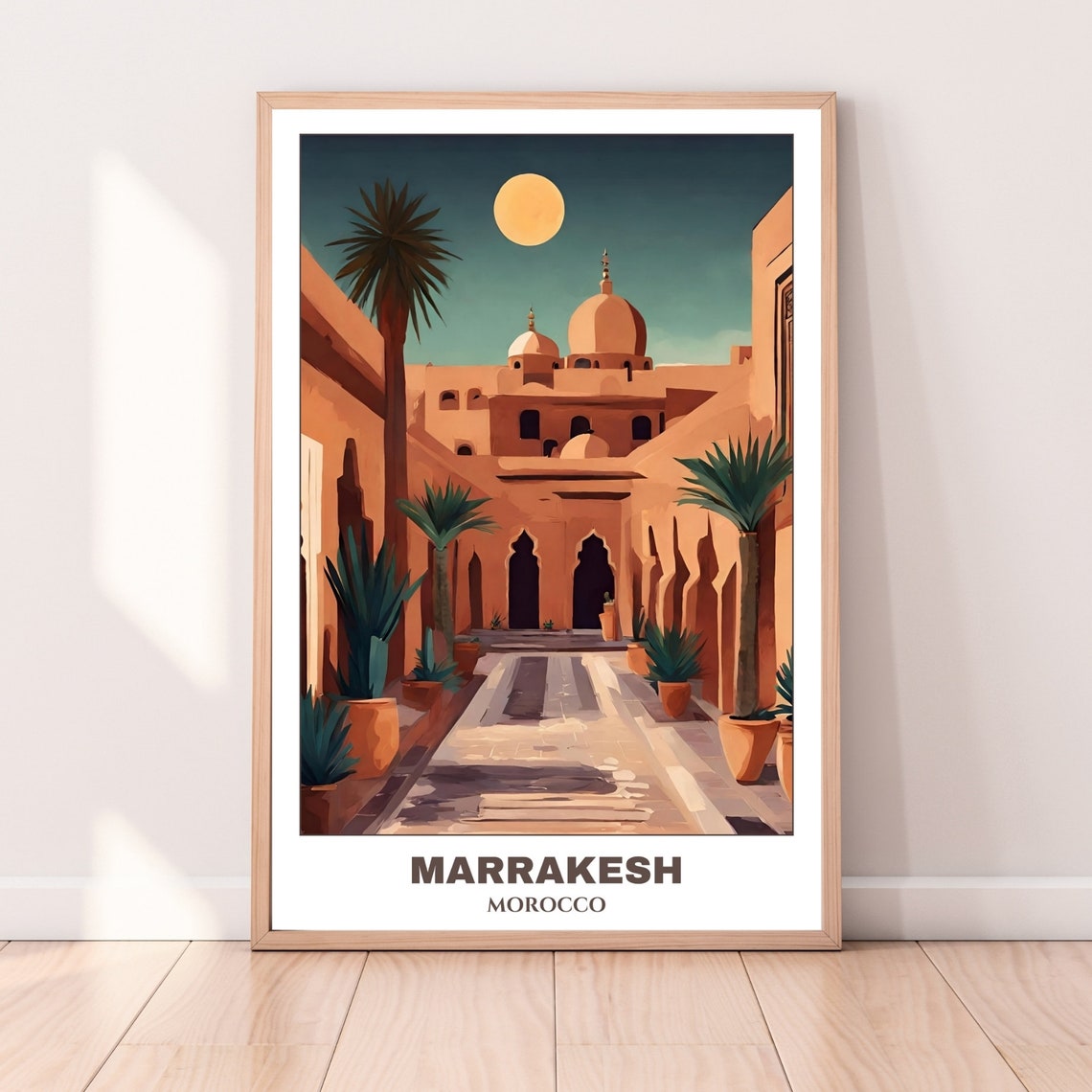 Marrakesh Riad Courtyard Night Moroccan Architecture Travel Poster - Image 4