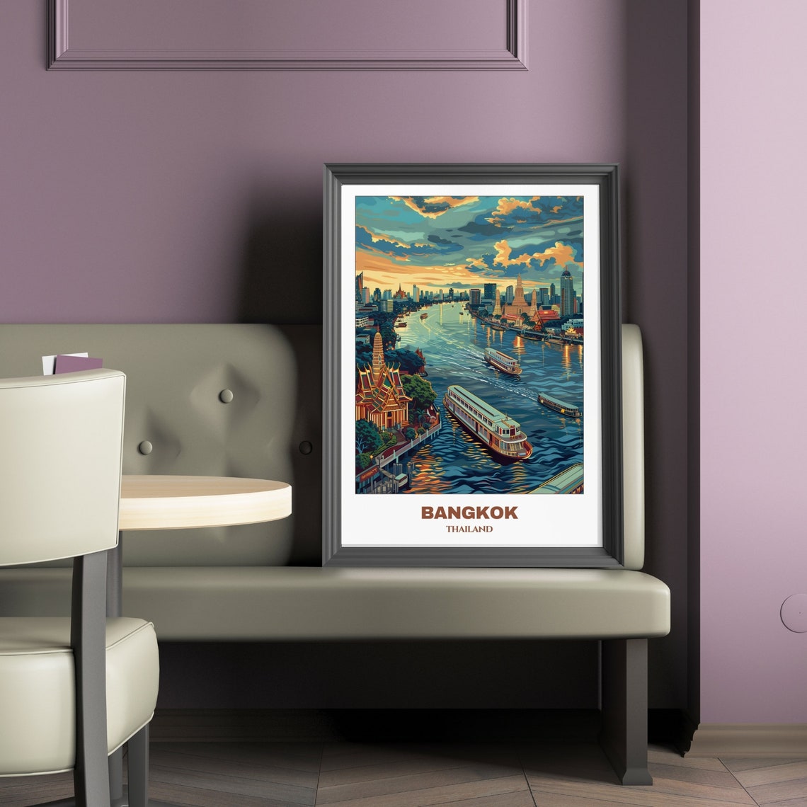 Bangkok Travel Poster Thailand Travel Poster Citycape Painting Print Wall Art Bangkok Home Decor Bangkok Trip Print - Image 2