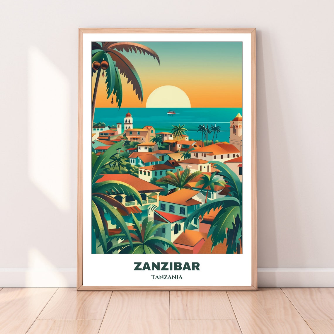 Zanzibar City Travel Poster Tanzania Travel Poster Zanzibar Painting Print Wall Art Tanzania Home Decor Stone Town - Image 3