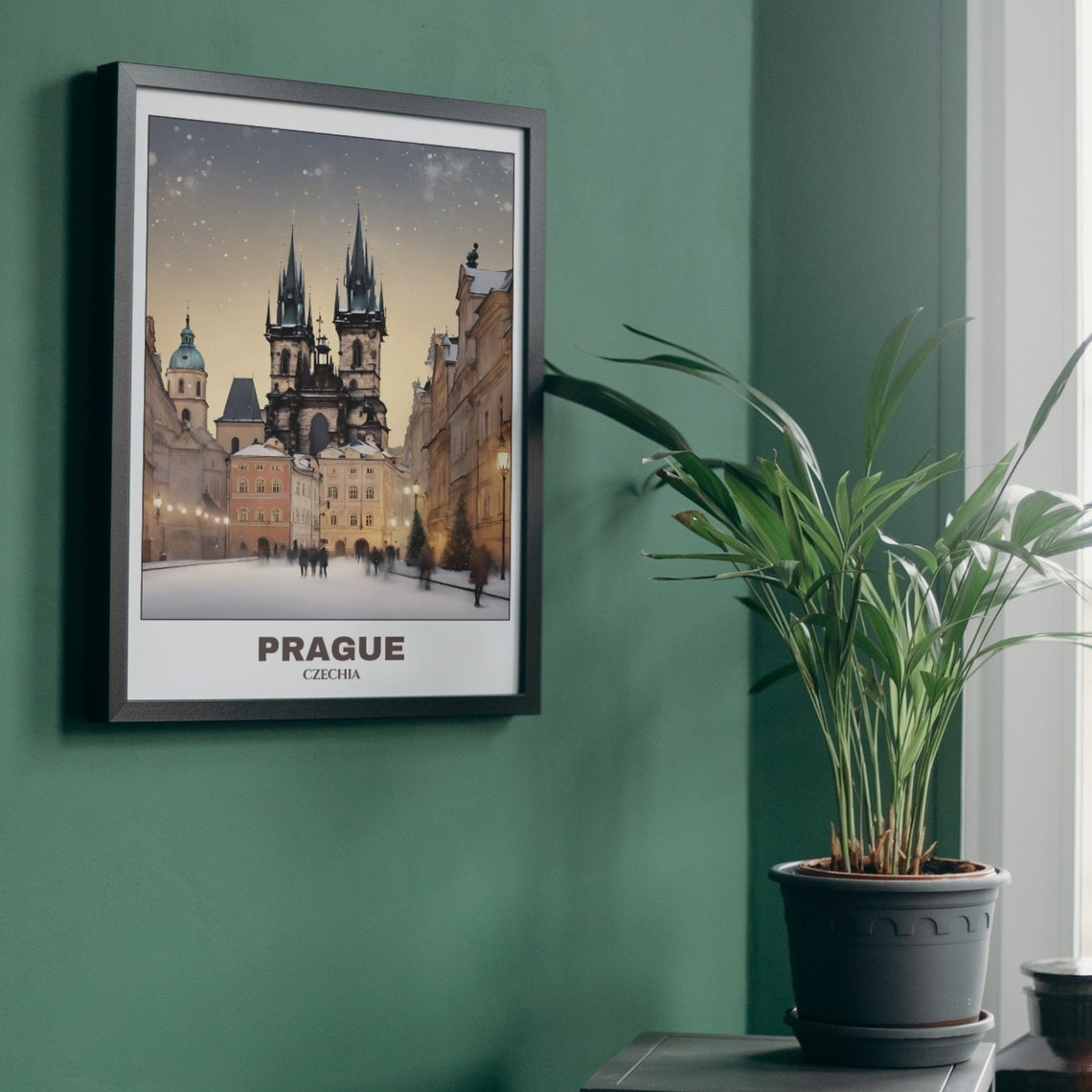 Prague Czechia Snowy Old Town Square Church Towers Winter Poster - Image 5