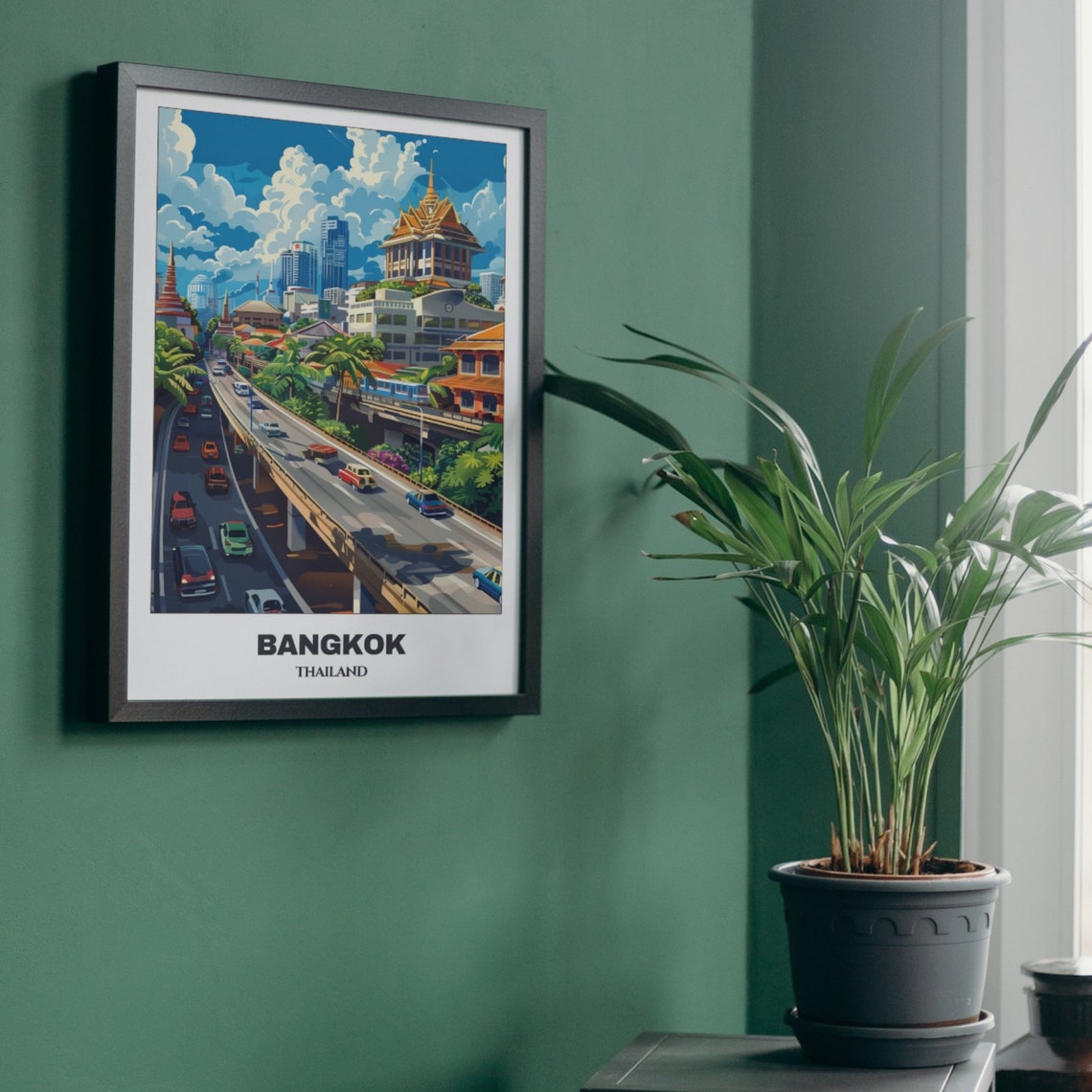 Bangkok Travel Poster Thailand Travel Poster Citycape Painting Print Wall Art Bangkok Home Decor Bangkok Trip Print - Image 5