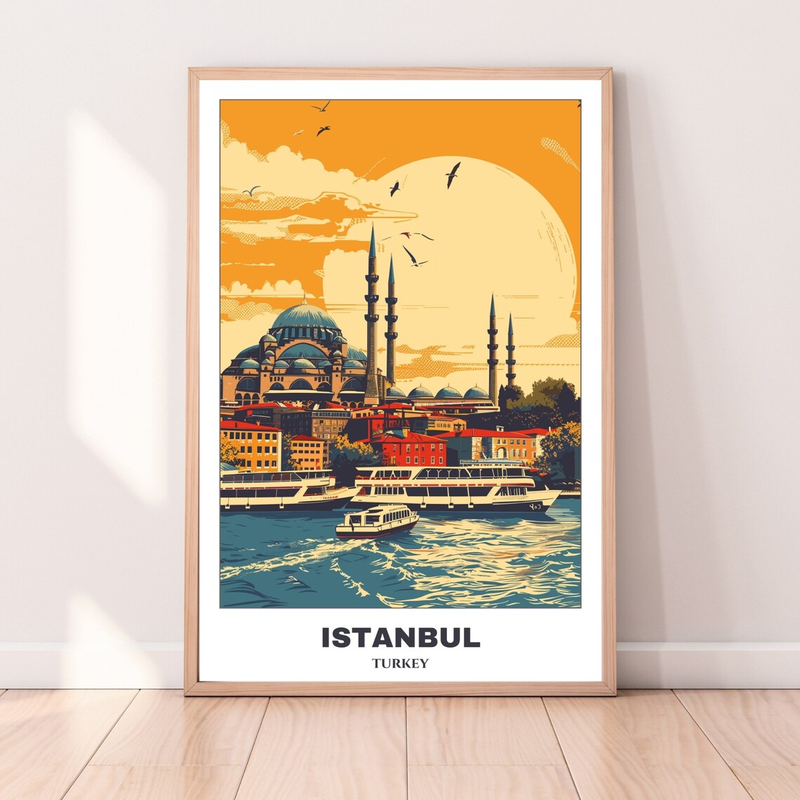 Istanbul Travel Poster, Cityscape Painting Print - Image 4