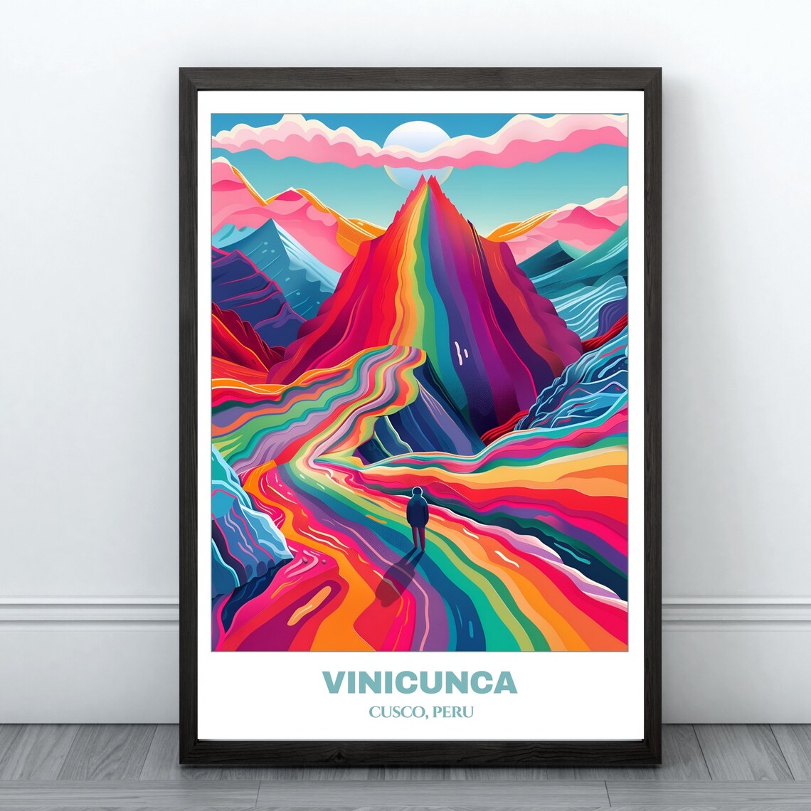 Vinicunca Peru Travel Poster, Rainbow Mountain