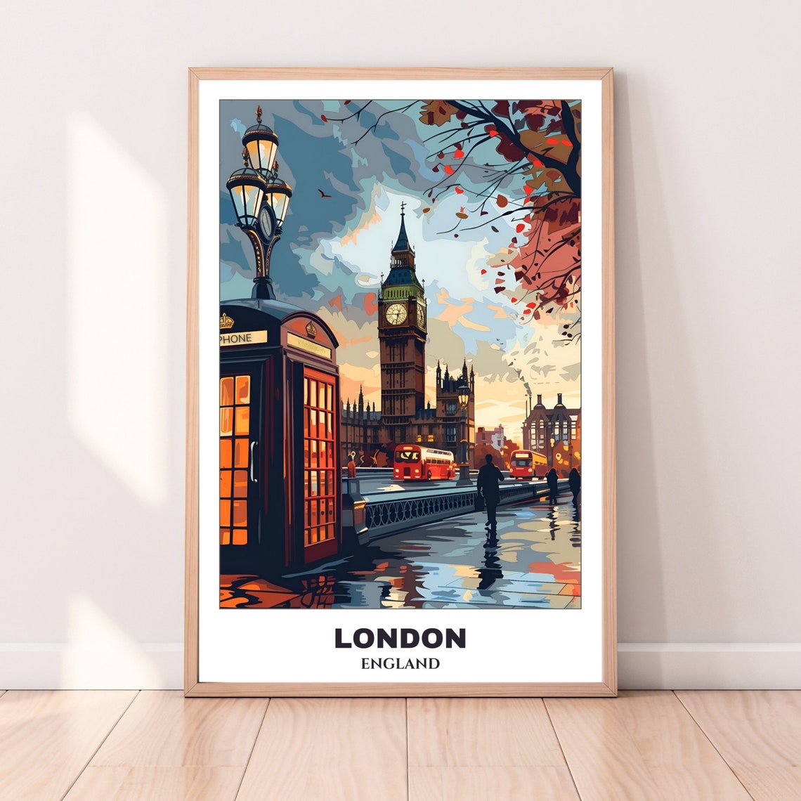 London Travel Poster England Travel Poster Cityscape Painting Print Wall Art London Home Decor United Kingdom Print - Image 3