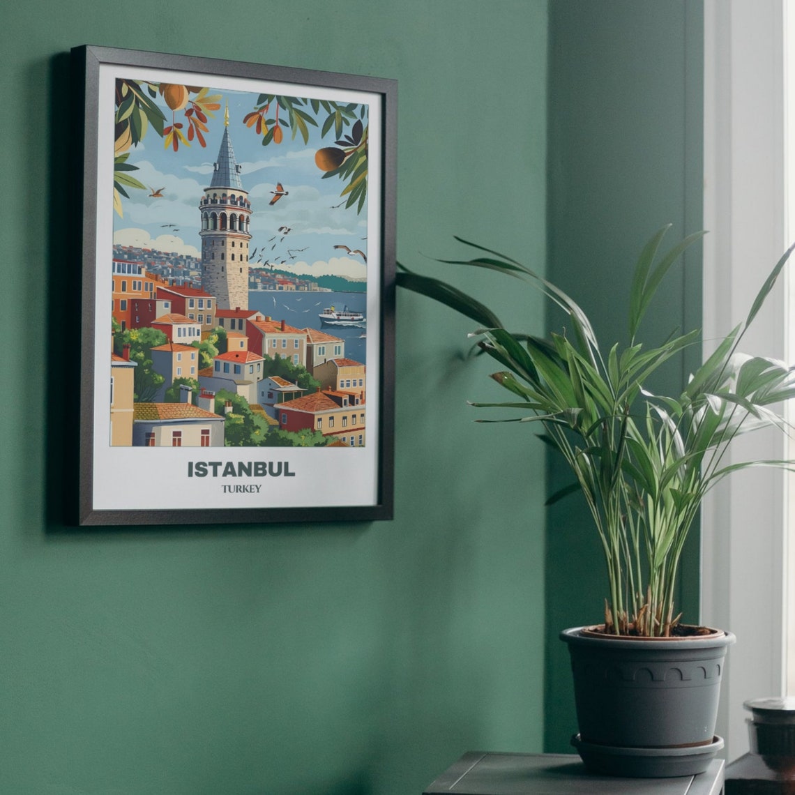 Istanbul Turkey Galata Tower Over Historic Old Town Skyline Poster - Image 5