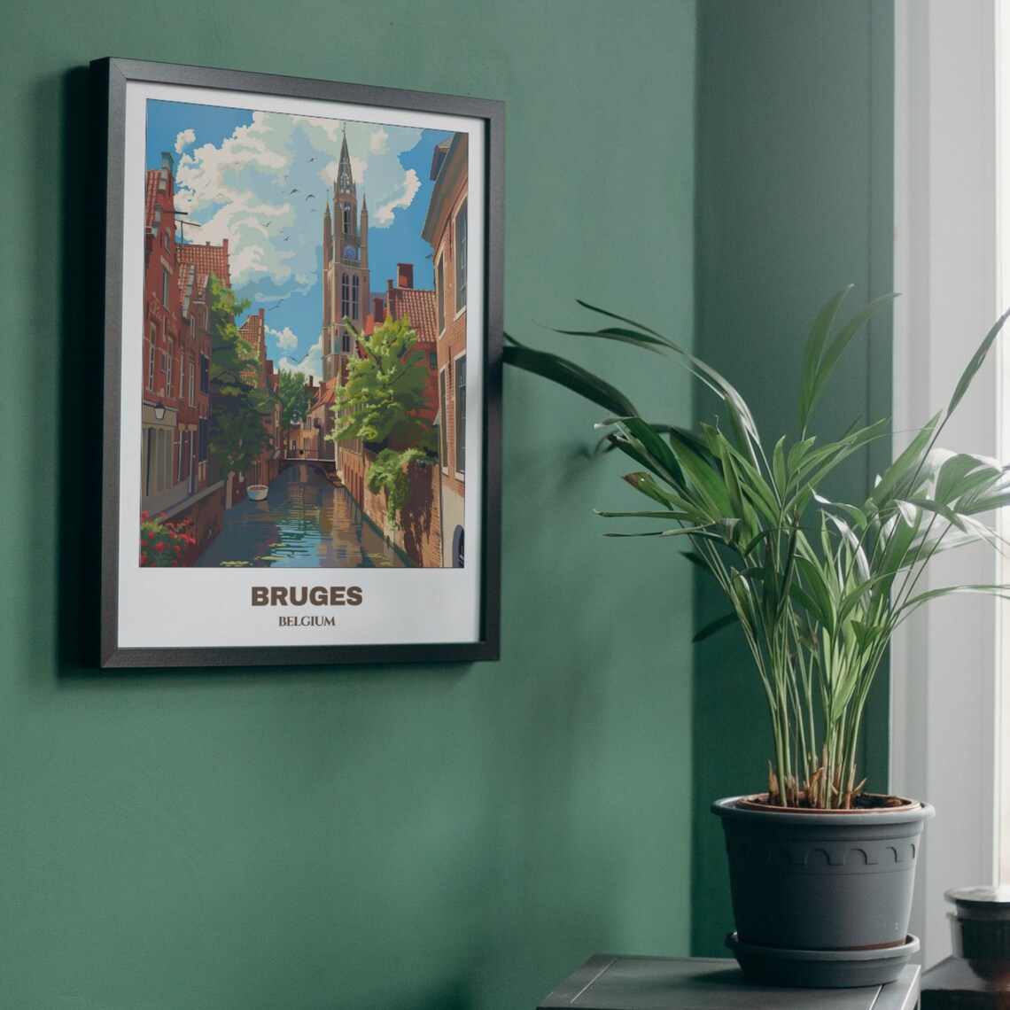 Bruges Belgium Canal Belfry Tower Medieval Street Travel Poster - Image 5