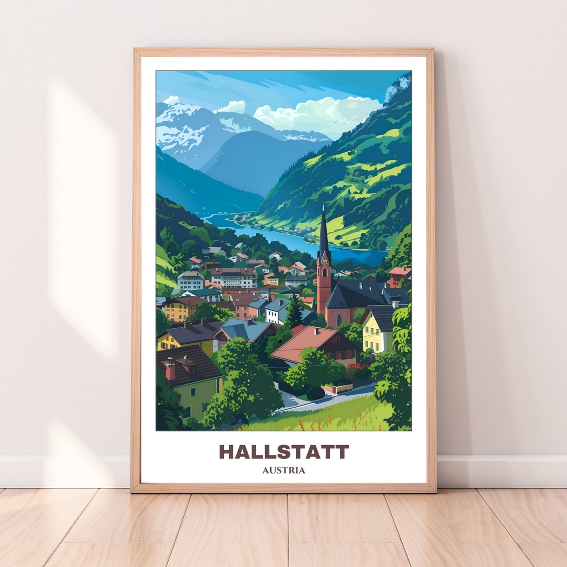 Hallstatt Austria Alpine Lake Village Mountain Valley Travel Poster - Image 3