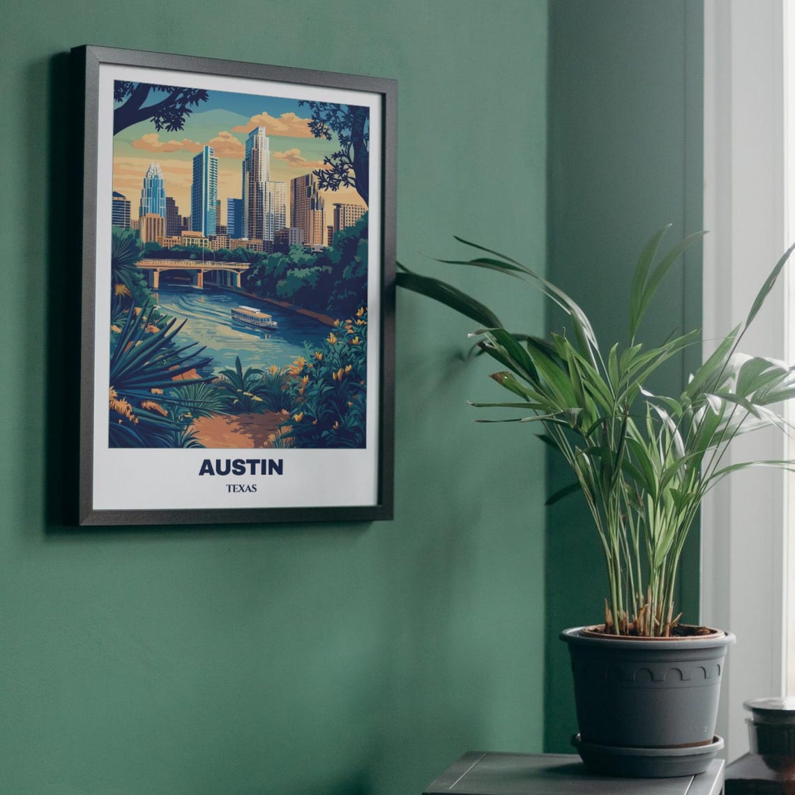 Austin Sunset Congress Bridge River Cruise Skyline View Poster - Image 4