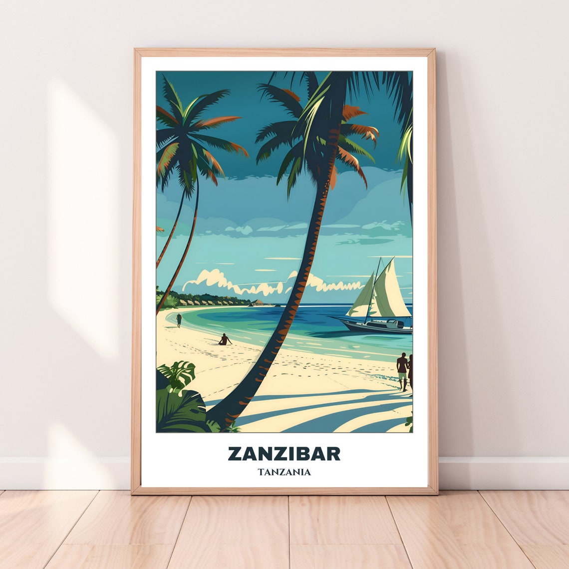 Zanzibar Travel Poster Tanzania Travel Poster Zanzibar Painting Print Wall Art Tanzania Home Decor Stone Town Beach - Image 4
