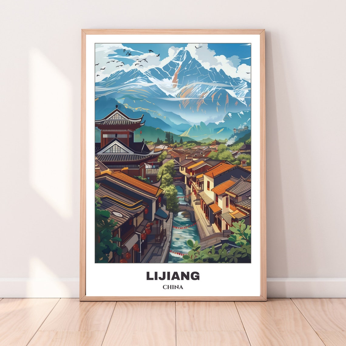 Lijiang Old Town Snow Mountain Canal Traditional China Poster - Image 2