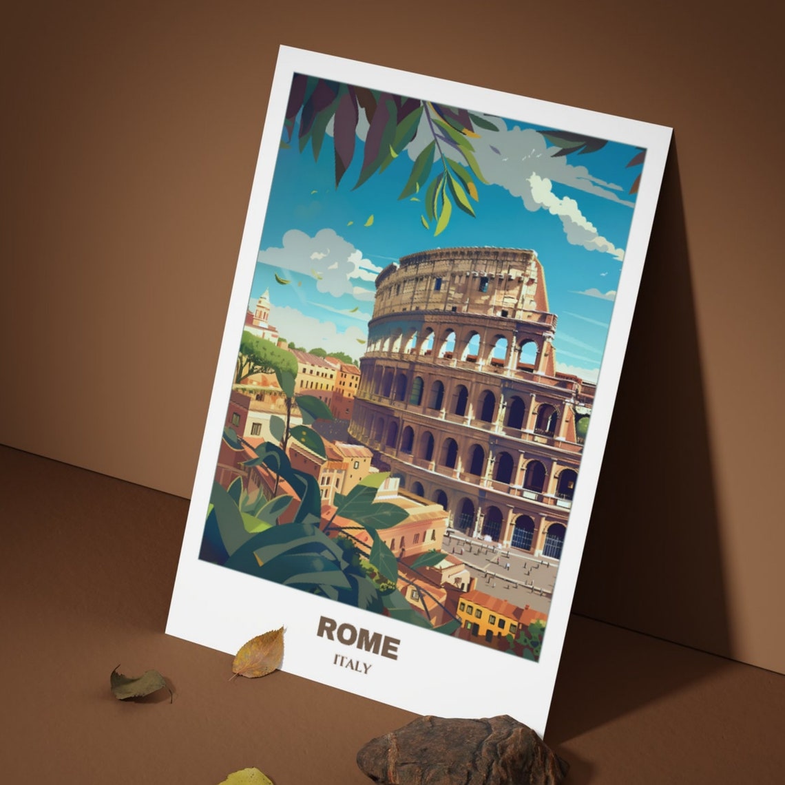 Rome Italy Colosseum Landmark Lush Green Foliage View Poster - Image 4