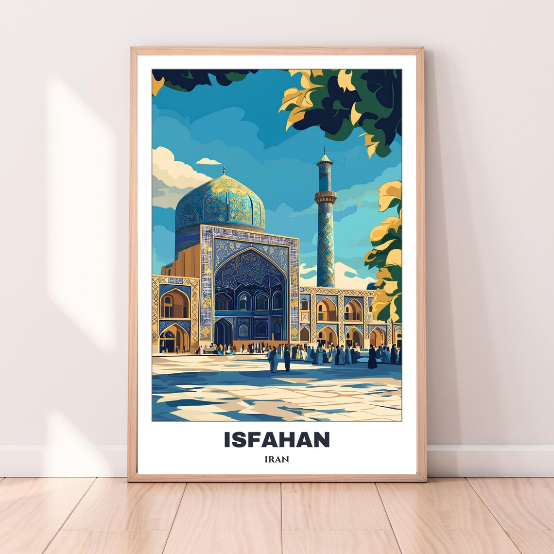 Isfahan Iran Shah Mosque Blue Tiled Dome Plaza Vintage Travel Poster - Image 3