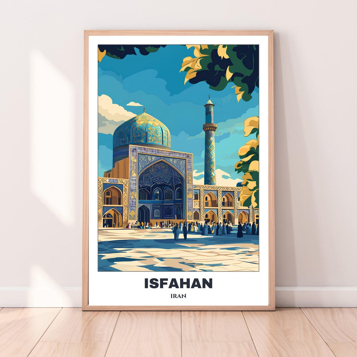 Isfahan Travel Poster Iran Travel Poster Citycape Painting Wall Art Print Isfahan Home Decor Shah Mosque Print - Image 3