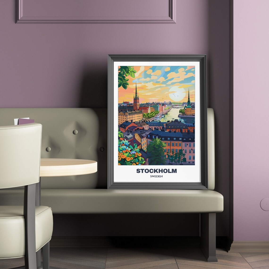 Stockholm Travel Poster, Sweden Cityscape Art Print - Image 2