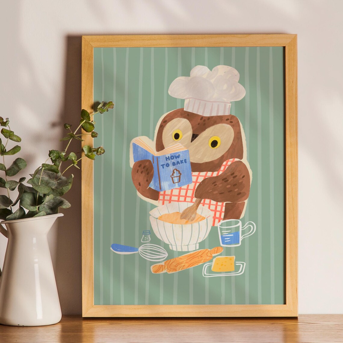Cute Owl Nursery Decor, Retro Modern Art Print