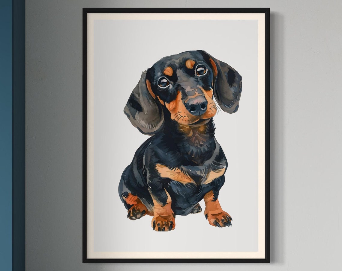 Black Tan Dachshund Print Sausage Dog Painting Cute Dog Artwork Miniature Dachshund Wiener Doxie Decor Dog Lover Gift Dachshund Gifts Art