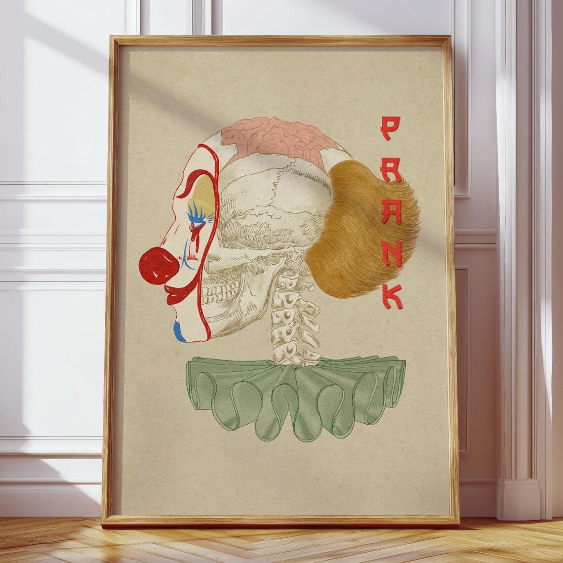 Quirky Clown Anatomy Vintage Style Art Print