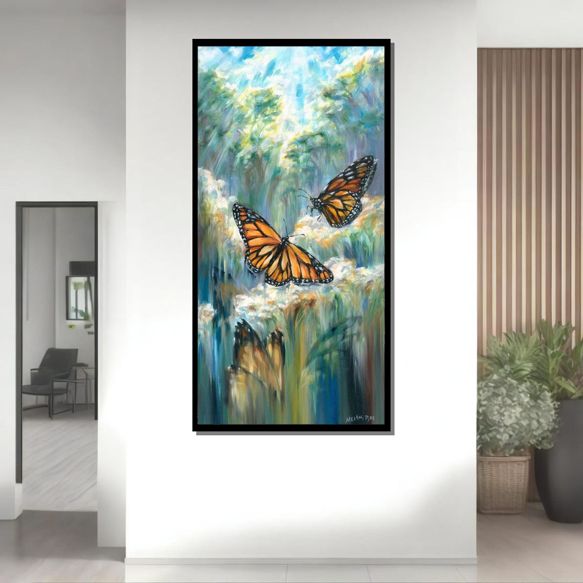 Monarch Butterfly Art Nature Inspired Wall Decor Butterfly Painting Serene Meadow Artwork Ready To Hang Home Decoration - Image 4