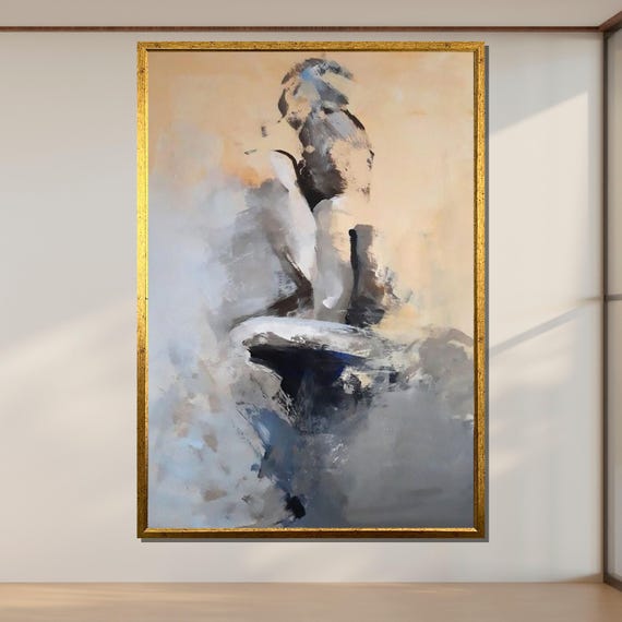 Abstract Nude Minimalist Female Form Art Modern Wall Decor Subtle Tones Ready To Hang