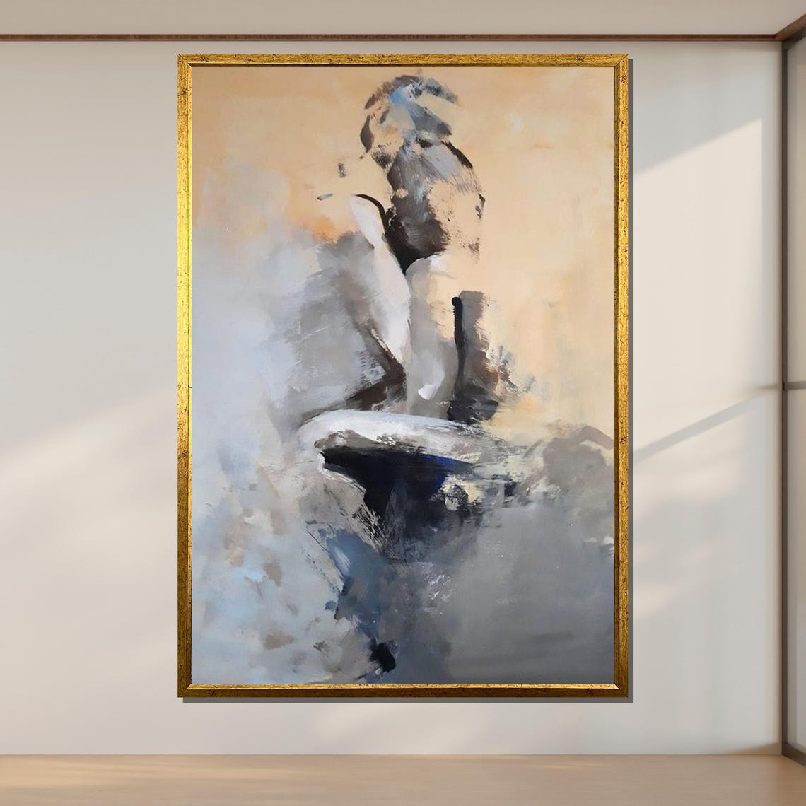 Abstract Nude Minimalist Female Form Art Modern Wall Decor Subtle Tones Ready To Hang