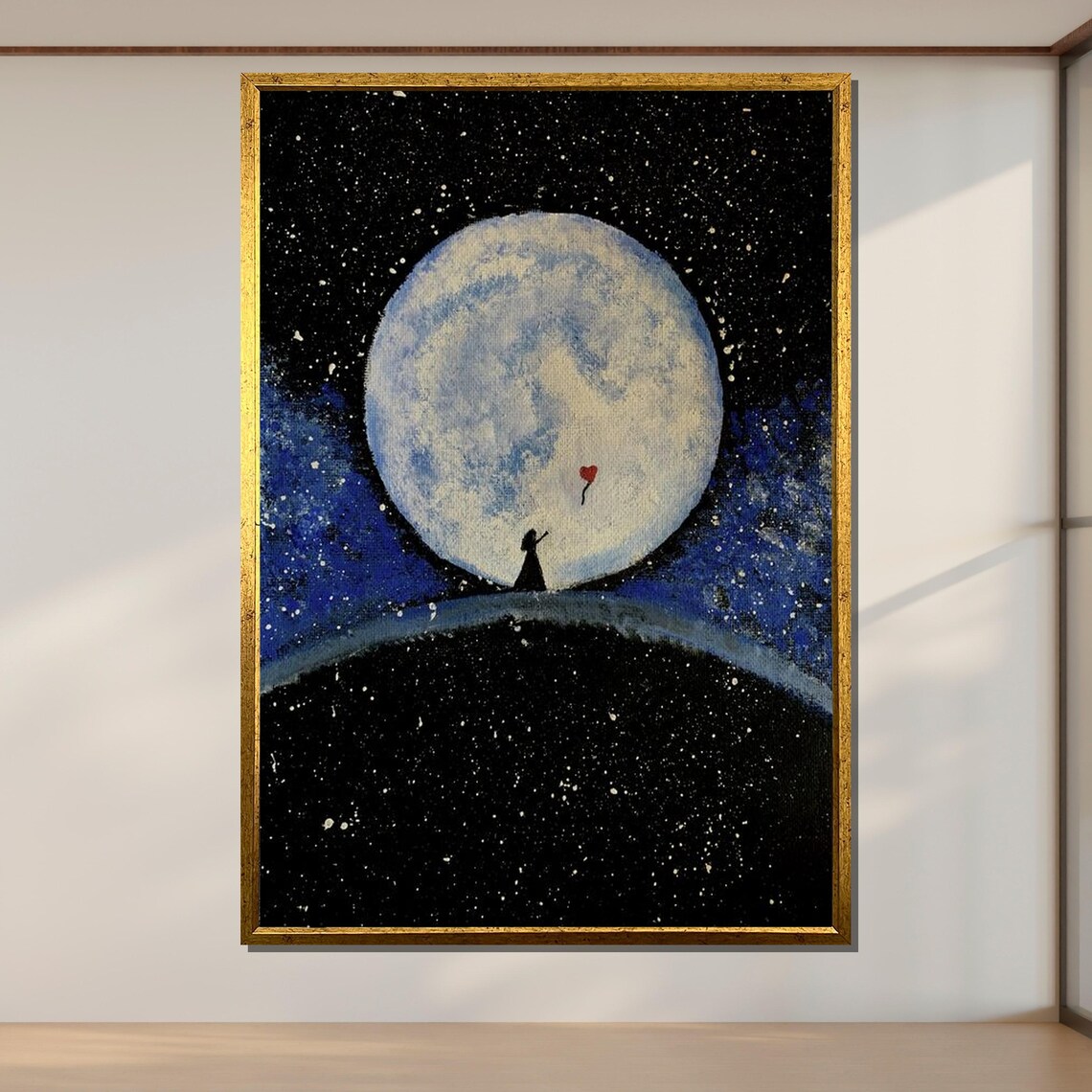 Girl With Balloon Lunar Dreamscape Poster Print