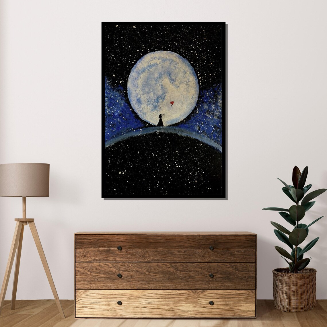 Girl With Balloon Lunar Dreamscape Poster Print - Image 4