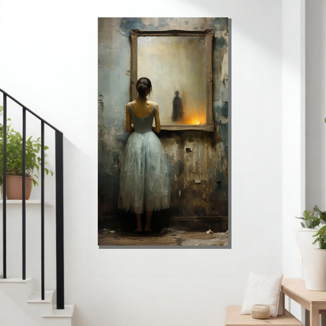 Mysterious Ballerina Looking Into Empty Frame Dreamlike Surreal Wall Poster - Image 3