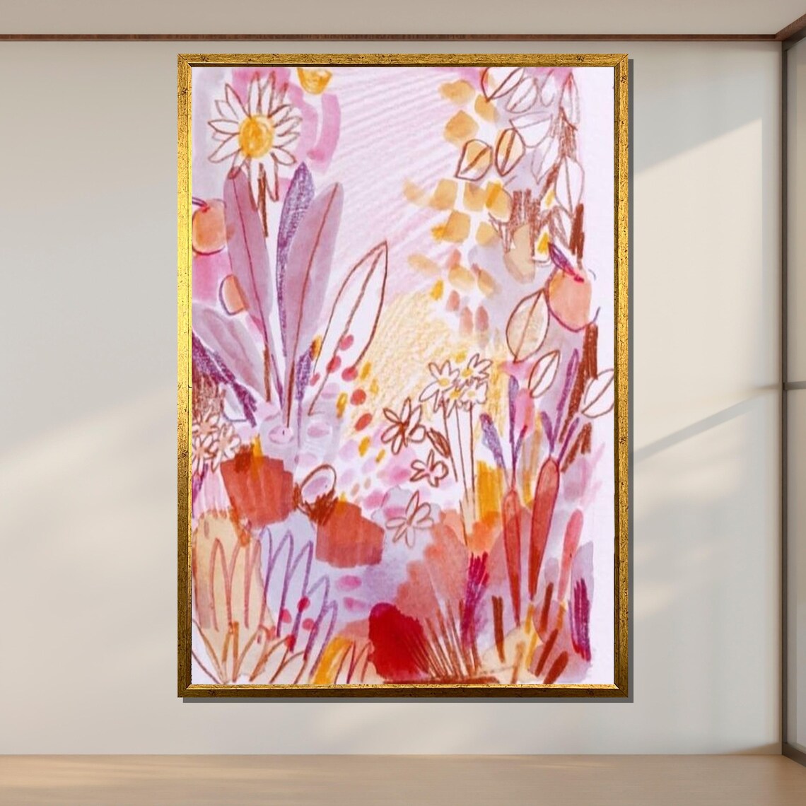 Pastel Floral Watercolor Spring Garden Soft Pink Botanical Art Print