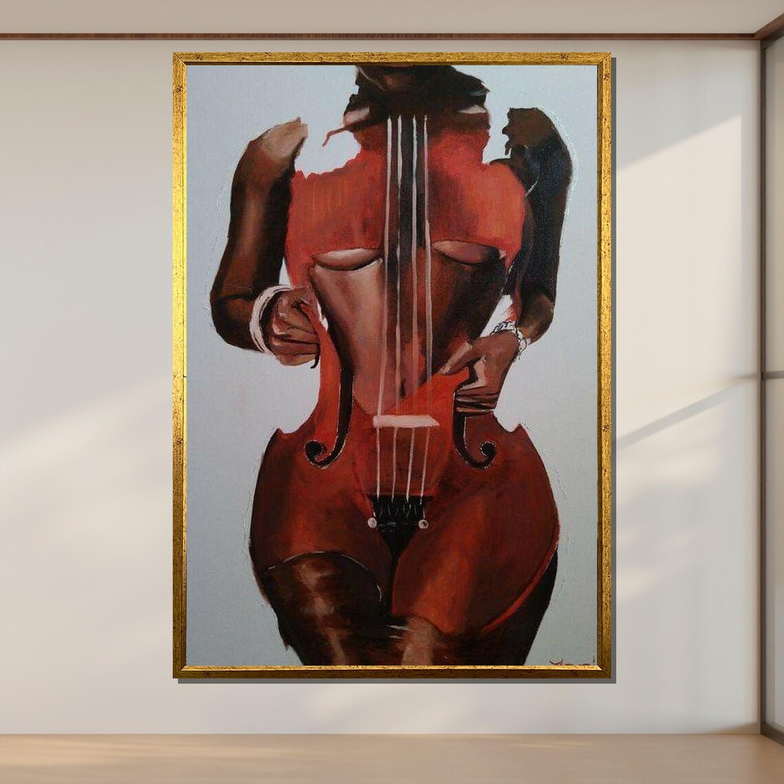 Sensual Cello Woman Body Musical Instrument Fusion Art Wall Poster