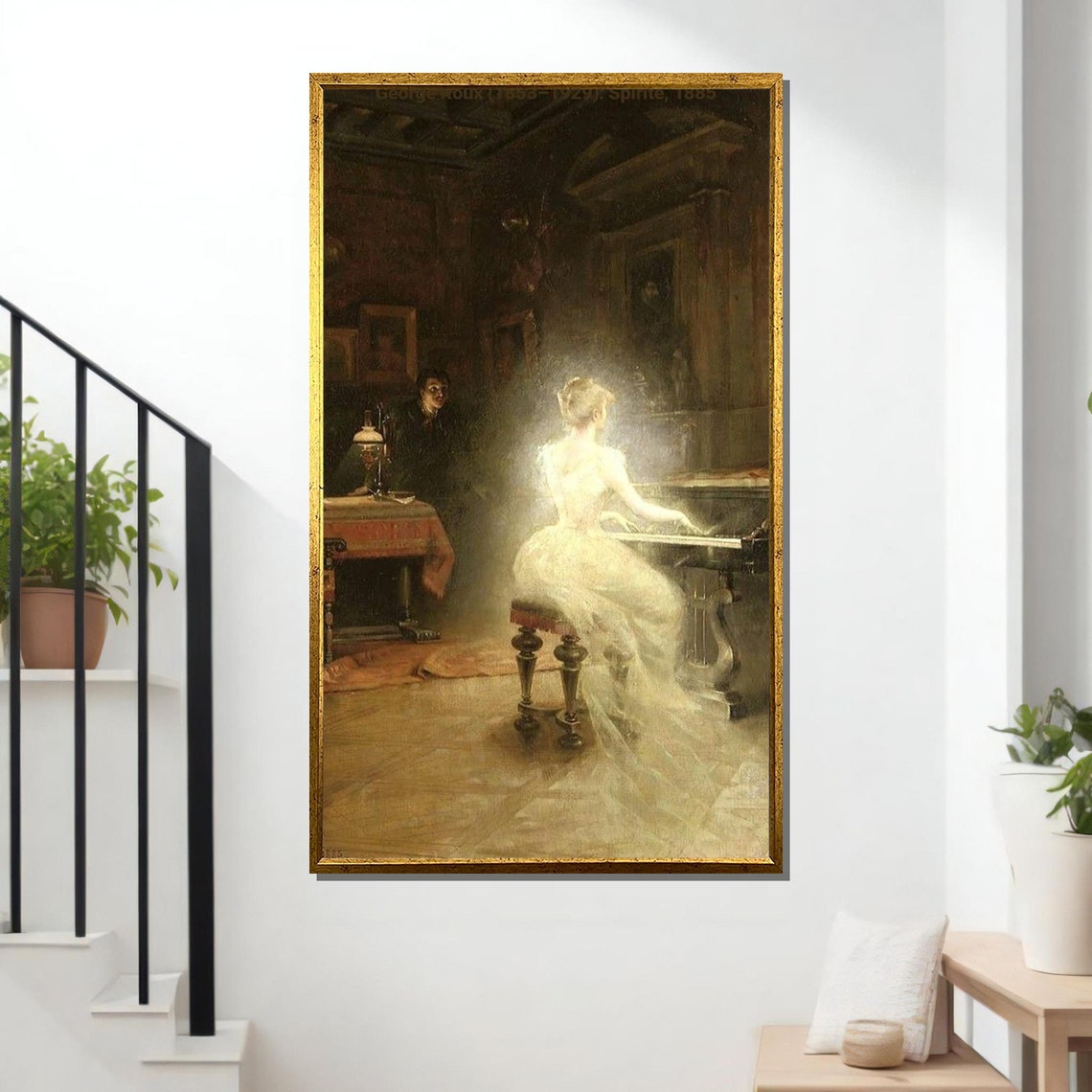 Spirit 1885 George Roux Ghostly Pianist Haunted Painting Art Print - Image 2