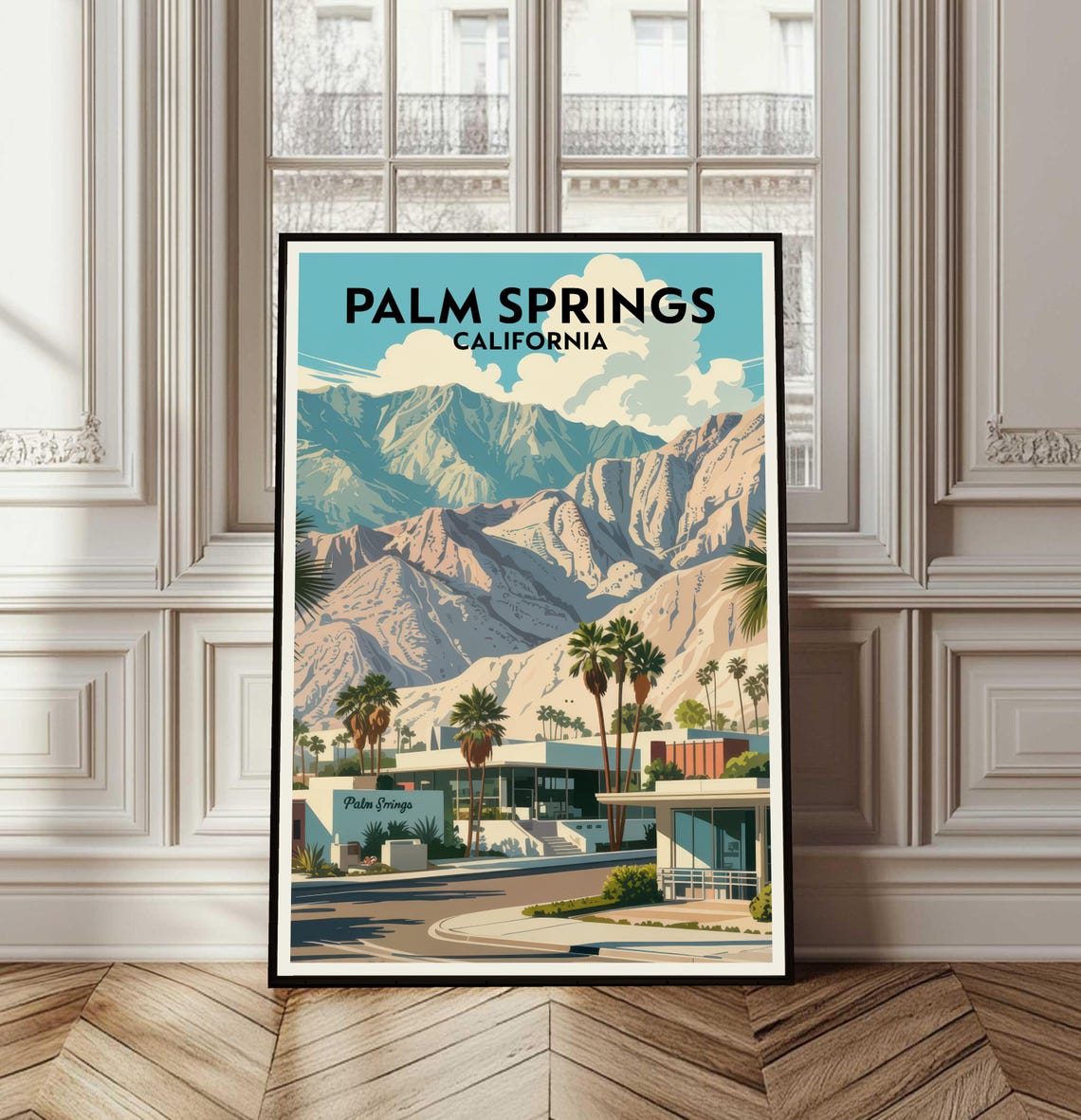Palm Springs California Mid Century Modern Desert Mountains Poster