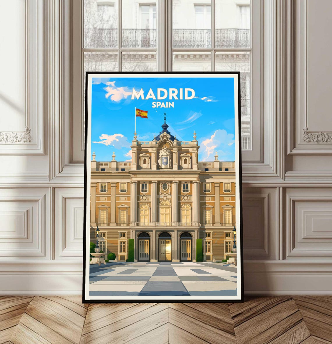 Madrid Spain Royal Palace Vintage Travel Poster City Landmark