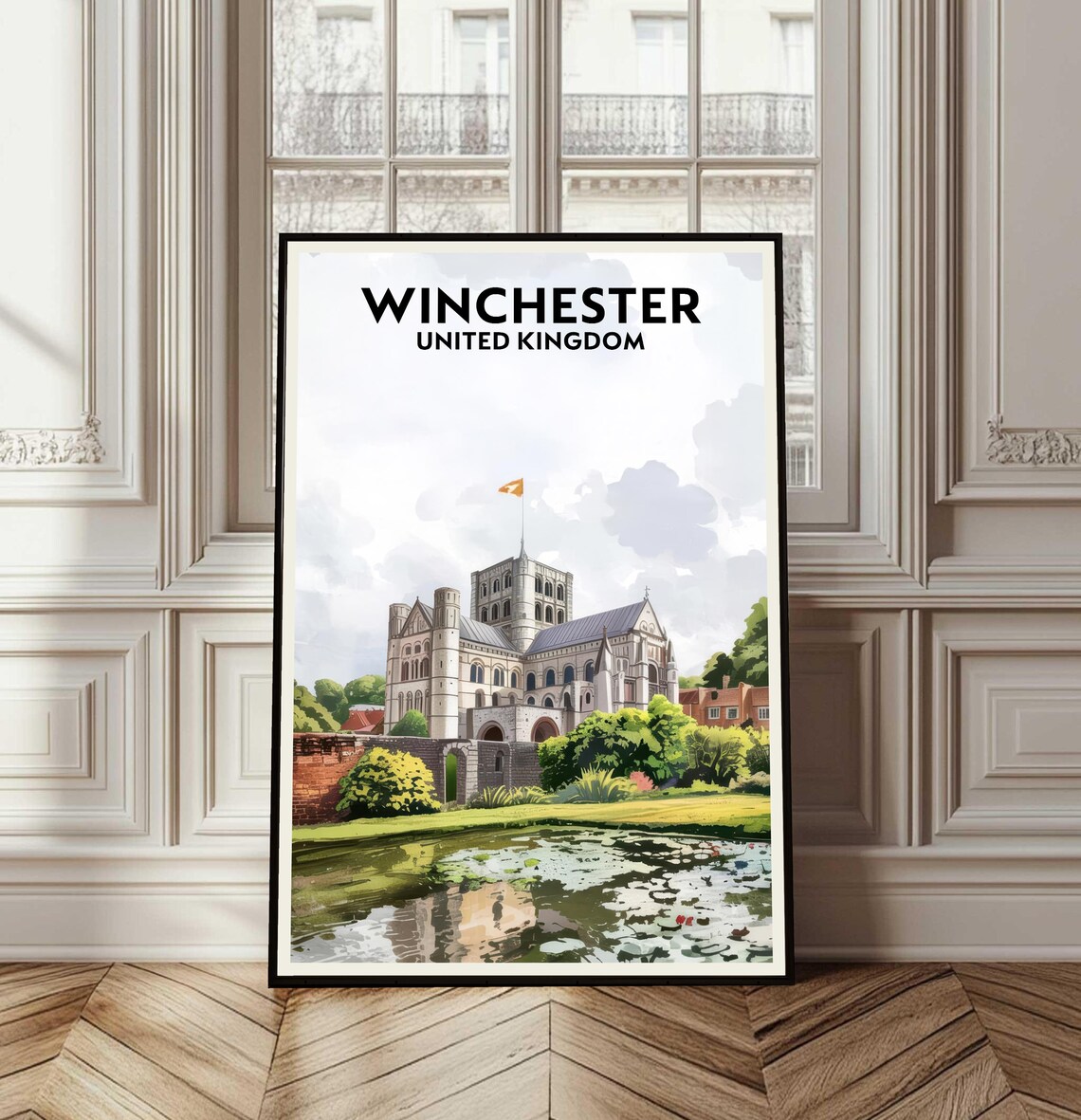 Winchester Poster Travel England Print Wall Art Cityscape Uk Vacation Gift