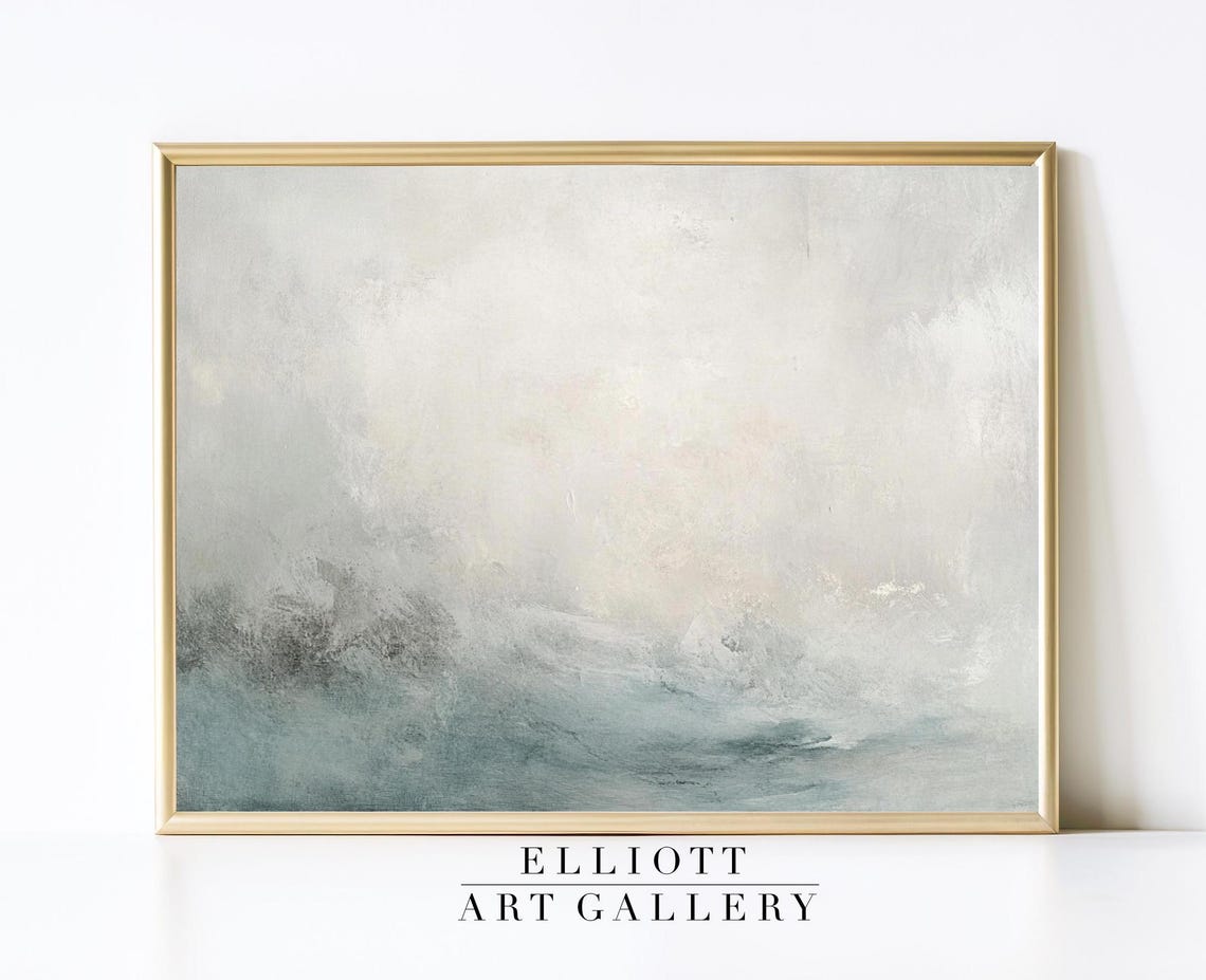 Soft Muted Seaside Painting Light Ocean Abstract Art Poster Coast