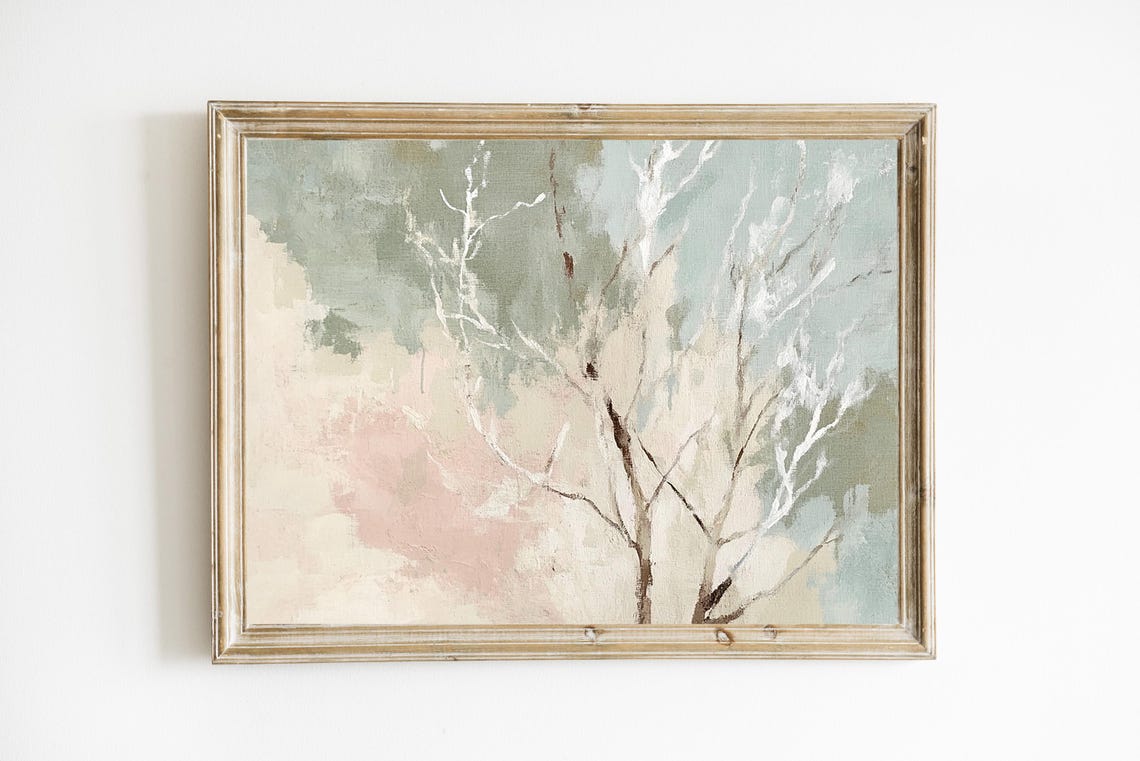 Soft Pastel Abstract Blossom Branches Modern Decorative Wall Art