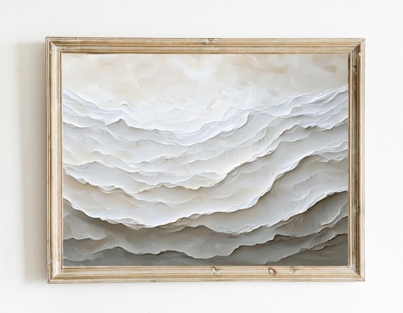 Neutral Abstract Ocean Waves Textured Modern Coastal Decor Poster